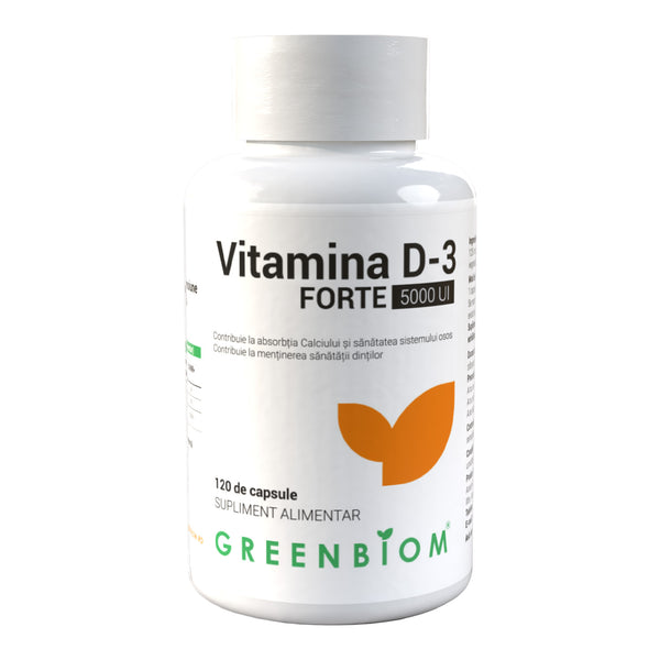 Vitamina D3 FORTE 5000 UI – capsule vegetale – susținere maximă pentru oase și imunitate – 120 capsule
