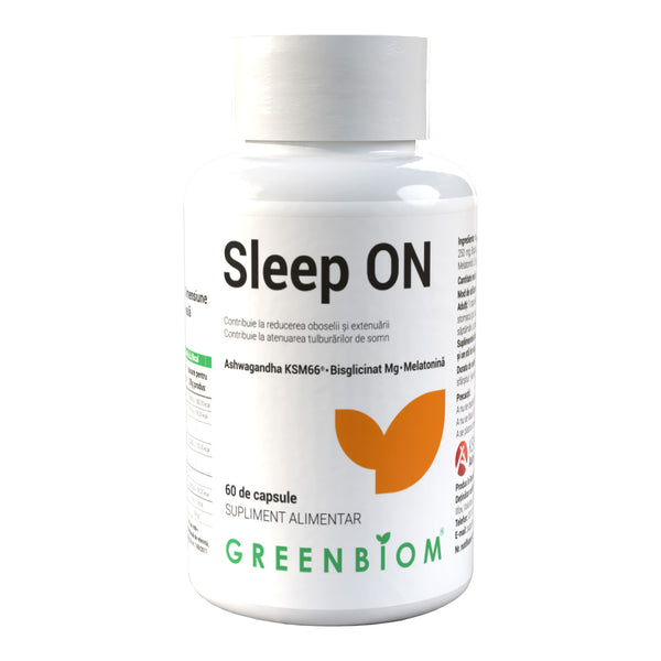 SleepON – supliment pentru somn odihnitor cu Ashwagandha, Magneziu și Melatonină – 60 capsule